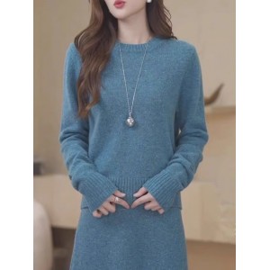 2024 fall and winter new high-grade soft skin-friendly knit sweater + a word high waist half-body skirt sub two-piece suit female