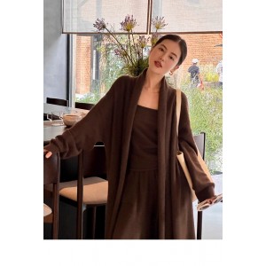 Welcome to the agent agent sales cml soft feeling wrapped lazy style Melad camel wool knit jacket pants suspenders three-piece coat